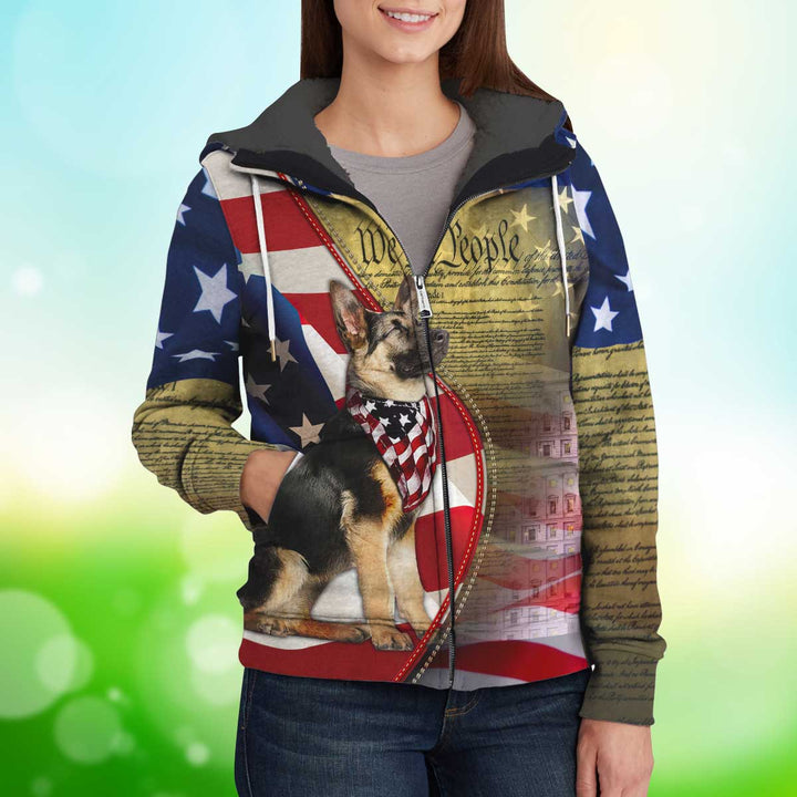 German Shepherd American Patriot Fleece Zip Hoodie All Over Print | For Men & Women | FZ153-BehighStyle