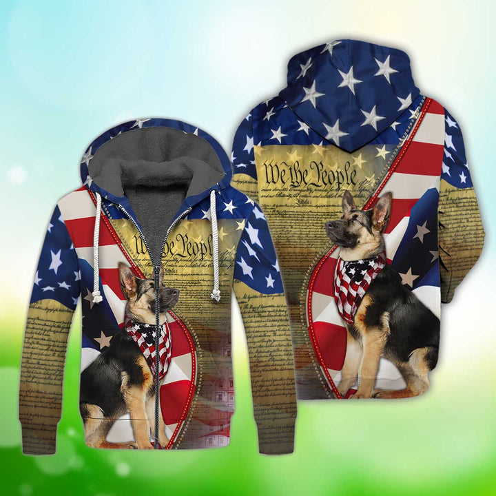 German Shepherd American Patriot Fleece Zip Hoodie All Over Print | For Men & Women | FZ153-BehighStyle