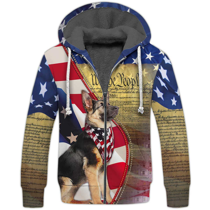 German Shepherd American Patriot Fleece Zip Hoodie All Over Print | For Men & Women | FZ153-BehighStyle