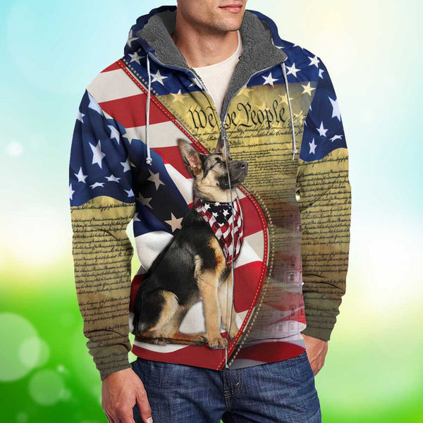 German Shepherd American Patriot Fleece Zip Hoodie All Over Print | For Men & Women | FZ153-BehighStyle