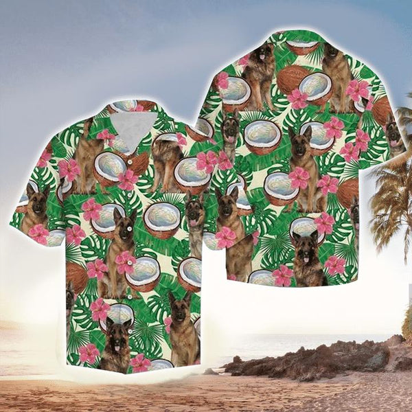 German Shepherd Dog Tropical Coconut Hawaiian Shirt | HW2965