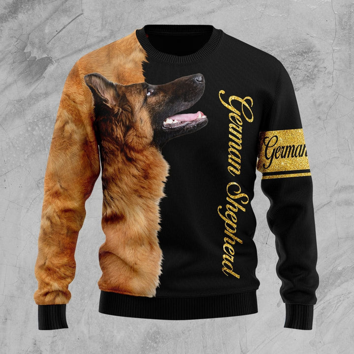 German Shepherd Half Cool Ugly Christmas Sweater | For Men & Women | Adult | US1050-BehighStyle