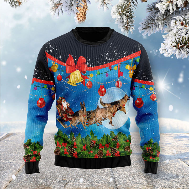 German Shepherd Sleigh Ugly Christmas Sweater | For Men & Women | Adult | US1018-BehighStyle