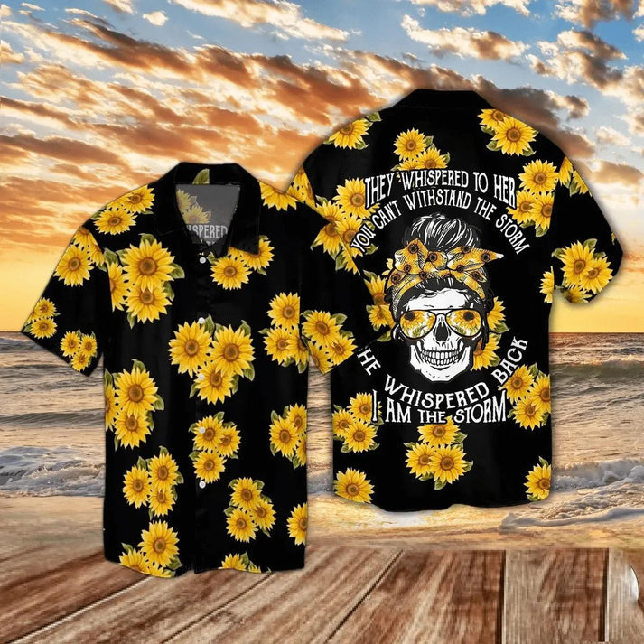 Gift For Mother Sunflower Mom Skull The Storm Hawaiian Shirt | For Men & Women | HW2495-BehighStyle