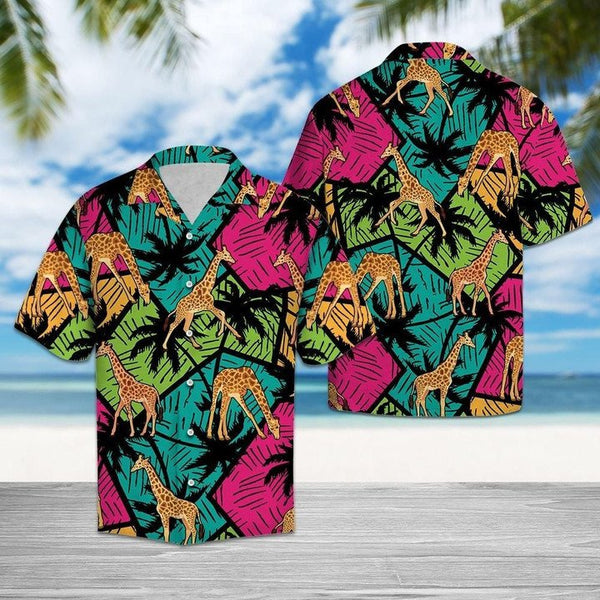 Giraffe Coconut Palm Tree Hawaiian Shirt | HW2984