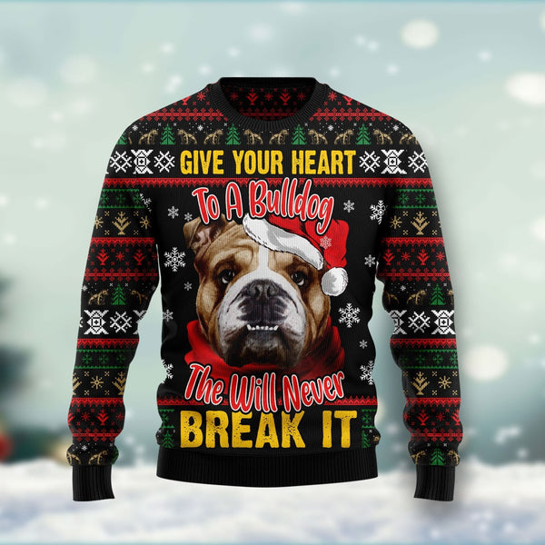 Give Your Heart Bulldog Ugly Christmas Sweater | Adult | US1771