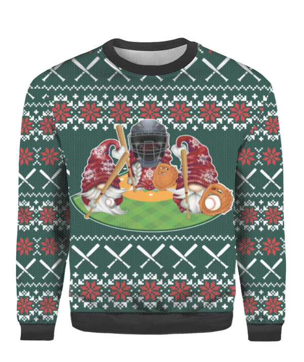 Gnomes Love Christmas Baseball Ugly Christmas Sweater | For Men & Women | UH1517