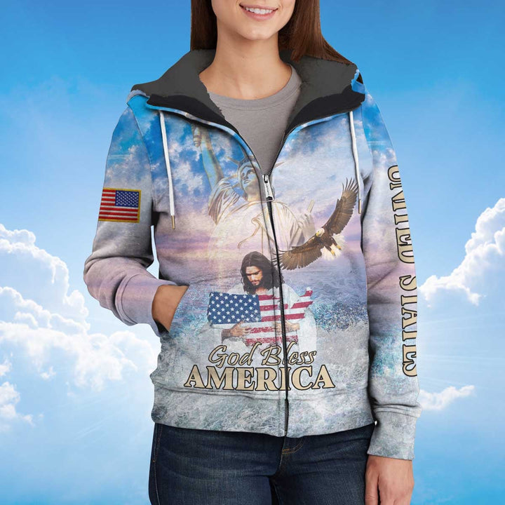 God Bless America Eagle Patriot Fleece Zip Hoodie All Over Print | For Men & Women | FZ152-BehighStyle