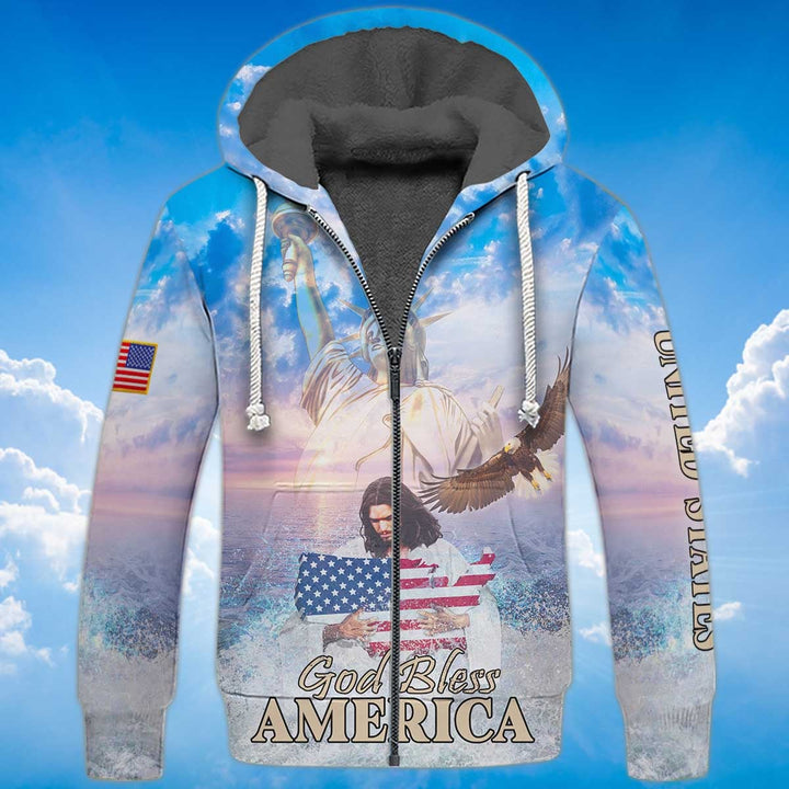 God Bless America Eagle Patriot Fleece Zip Hoodie All Over Print | For Men & Women | FZ152-BehighStyle