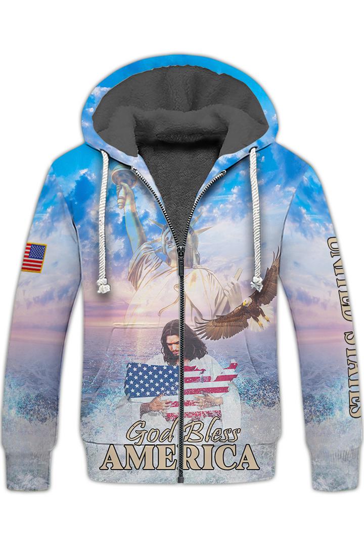 God Bless America Eagle Patriot Fleece Zip Hoodie All Over Print | For Men & Women | FZ152-BehighStyle