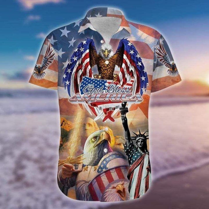 God Bless American Patriotism Eagle Veteran Hawaiian Shirt | For Men & Women | HW1668-BehighStyle