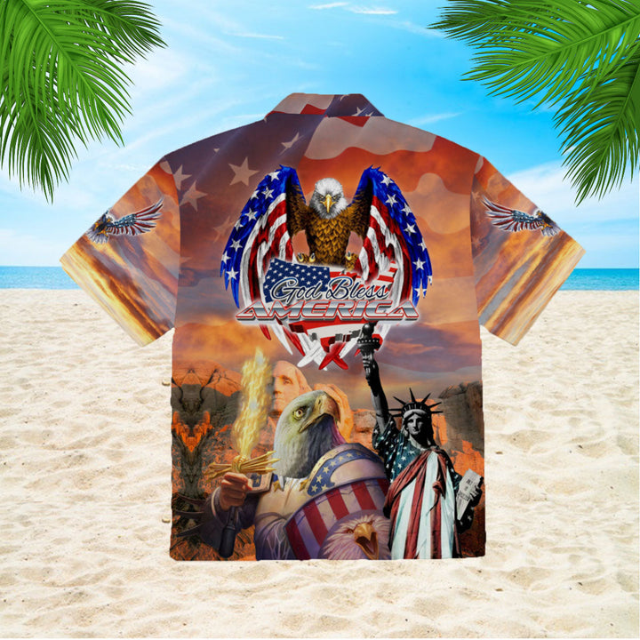 God Bless American Patriotism Eagle Veteran Hawaiian Shirt | For Men & Women | HW1668-BehighStyle