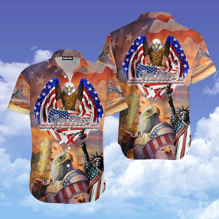 God Bless American Patriotism Eagle Veteran Hawaiian Shirt | For Men & Women | HW1668-BehighStyle