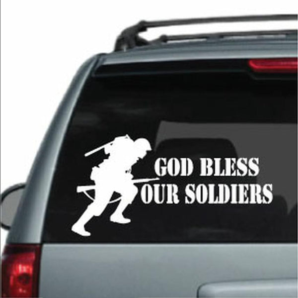 God Bless Our Soldiers Car Decal Sticker | Waterproof | PVC Vinyl | CS1214-BehighStyle