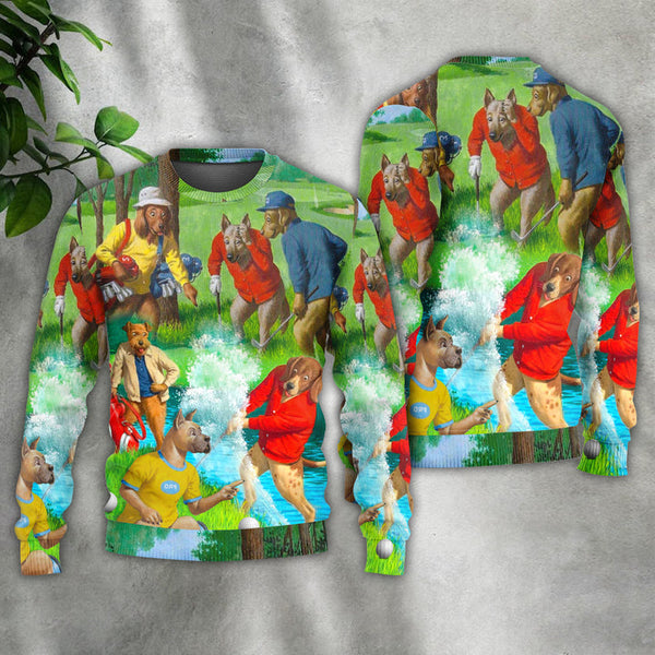 Golf Dog Cool Lover Golf Art Ugly Christmas Sweater | Adult | US2353