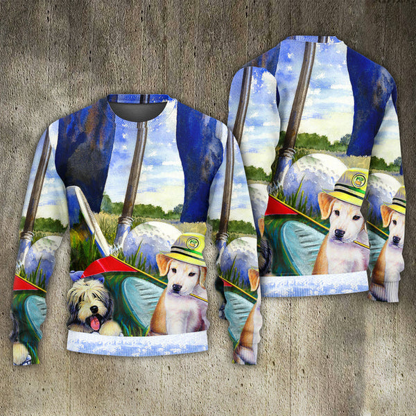 Golf Dog Funny Lover Golf Art Ugly Christmas Sweater | Adult | US2352