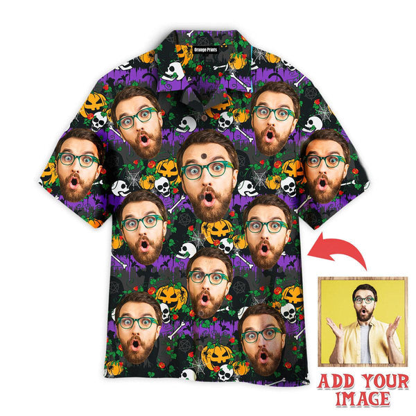 Gothic Halloween Graveyard Custom Photo Hawaiian Shirt | P277