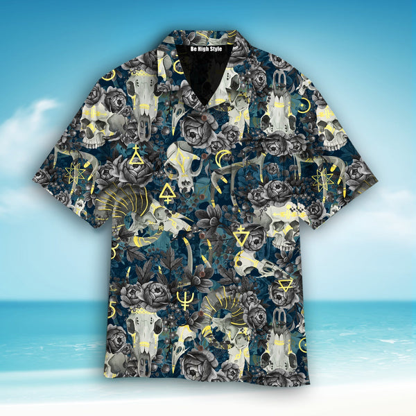 Gothic Skull Aloha Hawaiian Shirt With Pocket| SP1046