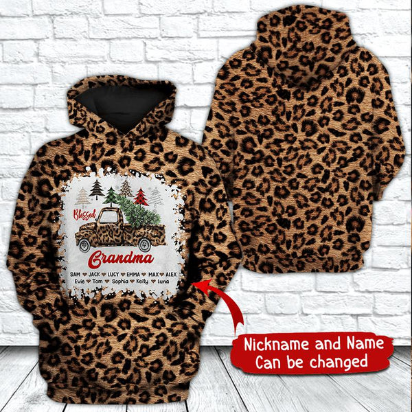 Grandma Leopard Seamless Truck Christmas Custom Name 3D All Over Print | Adult | CN332