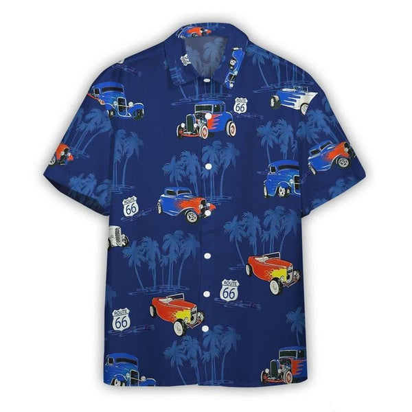 Graphic Route 66 Car Hot Rod Hawaiian Shirt | For Men & Women | HW2134-BehighStyle