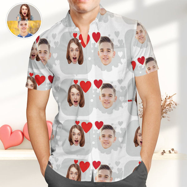 Great Valentines Gift Hearts Custom Photo Hawaiian Shirt | P121