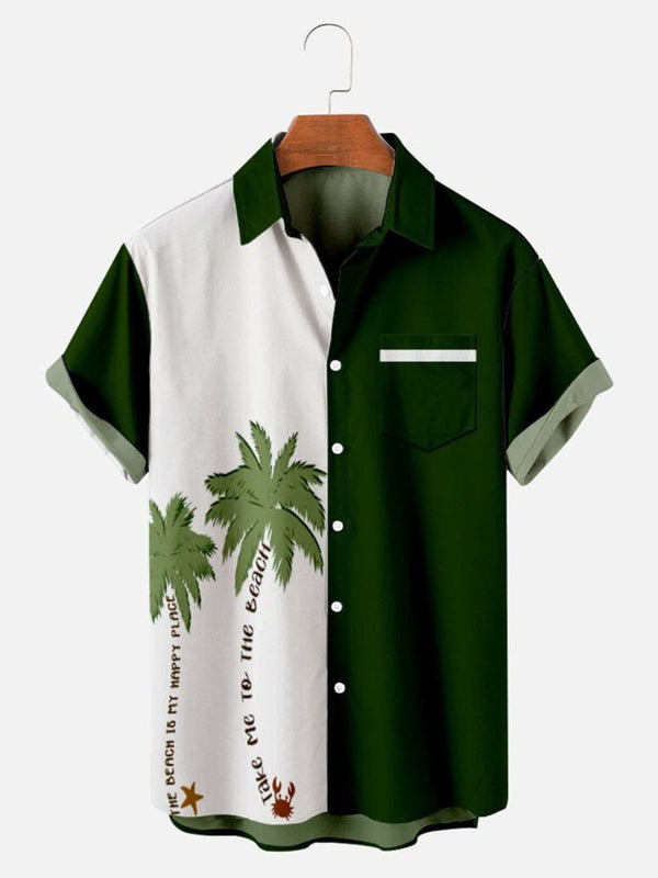 Green Coconut Tree Hawaiian Shirt With Pocket| SP1005