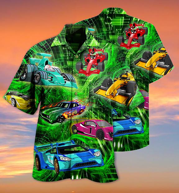 Green Racing Cars Aloha Hawaiian Shirt | For Men & Women | HW728-BehighStyle