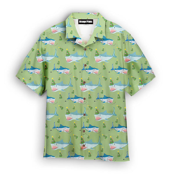 Green Shark Love Christmas In July Hawaiian Shirt | For Men & Women | HW2771-BehighStyle