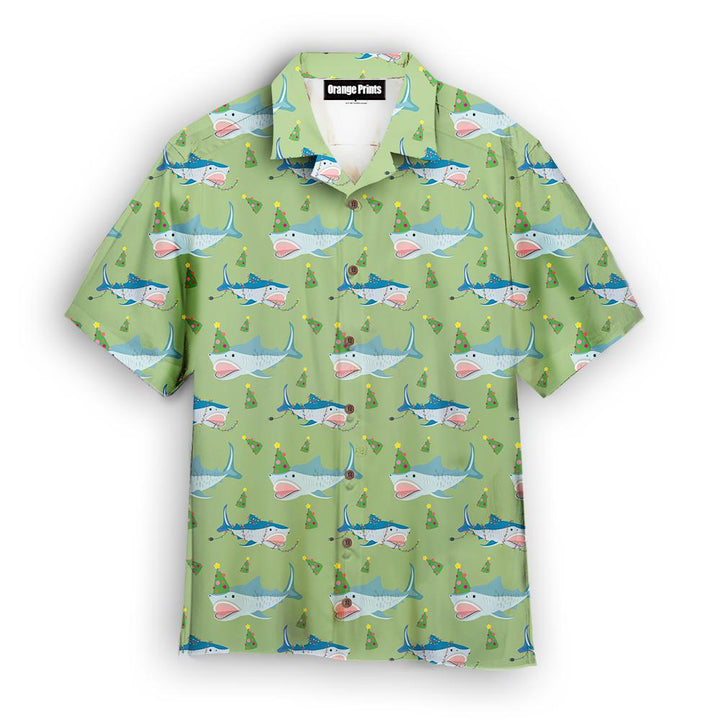 Green Shark Love Christmas In July Hawaiian Shirt | For Men & Women | HW2771-BehighStyle