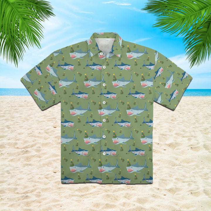 Green Shark Love Christmas In July Hawaiian Shirt | For Men & Women | HW905-BehighStyle