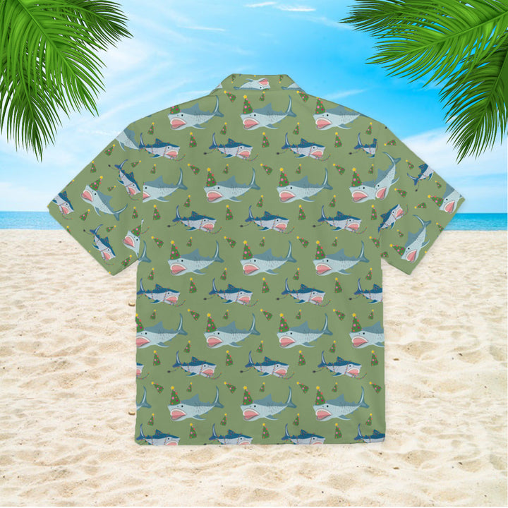 Green Shark Love Christmas In July Hawaiian Shirt | For Men & Women | HW905-BehighStyle