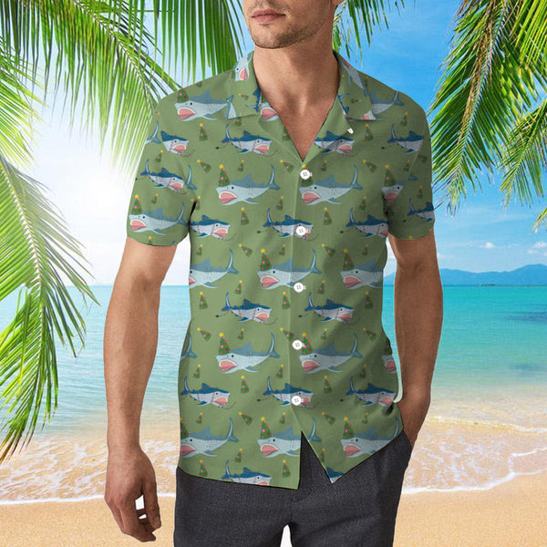 Green Shark Love Christmas In July Hawaiian Shirt | For Men & Women | HW905-BehighStyle