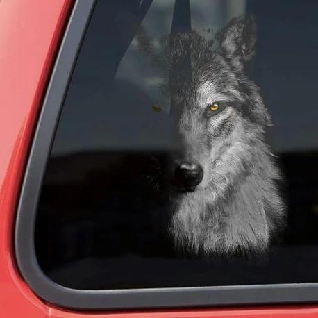 Grey Wolf Car Decal Sticker | Waterproof | PVC Vinyl | CCS2054N-BehighStyle