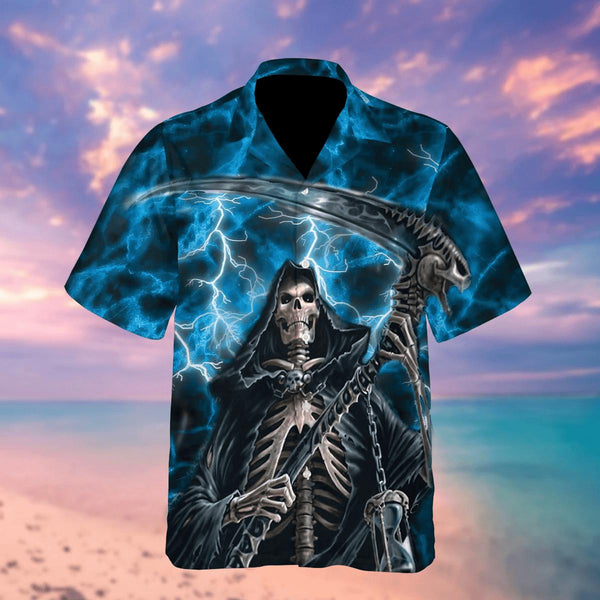 Grim Reaper And The Bone Scythe Halloween Hawaiian Shirt | For Men & Women | HW2642-BehighStyle