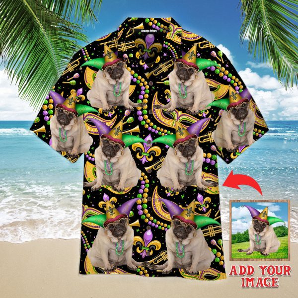 Grumpy Dog Mardi Gras Custom Photo Hawaiian Shirt | P292
