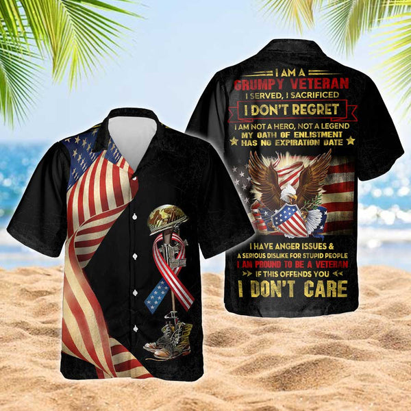 Grumpy Veteran I Served I Sacrificed I Don’t Regret Hawaiian Shirt | HW3259
