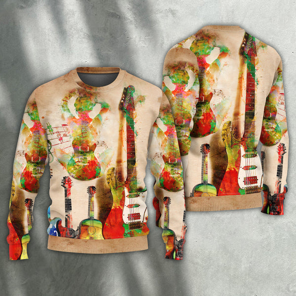 Guitar Abstract Guitar Colorful Ugly Christmas Sweater | Adult | US2396