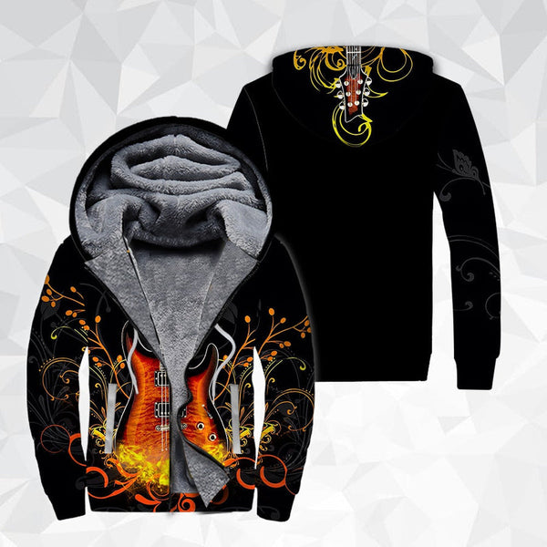 Guitar Fire Fleece Zip Hoodie All Over Print | FZ452