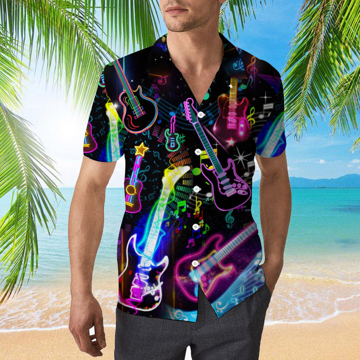 Guitar Neon Life With Music Hawaiian Shirt | For Men & Women | HW308-BehighStyle