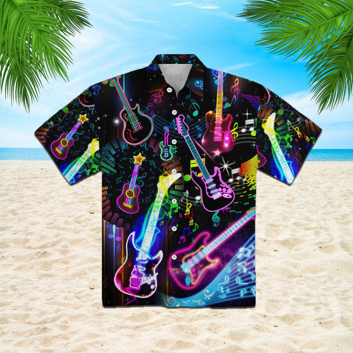 Guitar Neon Life With Music Hawaiian Shirt | For Men & Women | HW308-BehighStyle