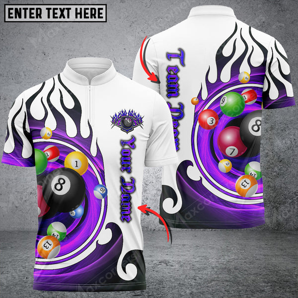 Maxcorners Billiards Fire Tornado Personalized Name 3D Shirt (Multi Color Options)