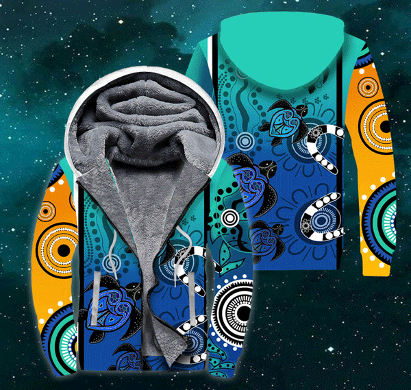 Aboriginal Turtles Fleece Zip Hoodie All Over Print | FZ376