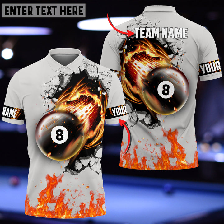 Maxcorners Billiard Ball Fire Personalized Name 3D Shirt