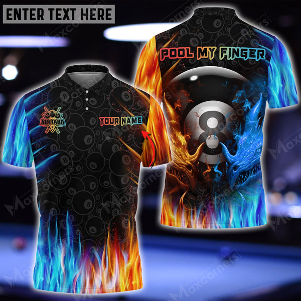 Maxcorners Billiards Dragon Water And Fire Personalized Name 3D Shirt For Dave Luce