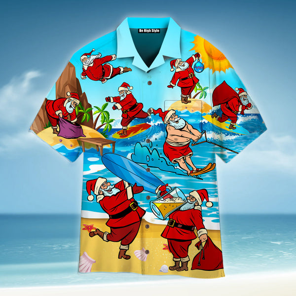 Xmas Is Coming Santa Surfing On Christmas Beach Hawaiian Shirt With Pocket| SP1084