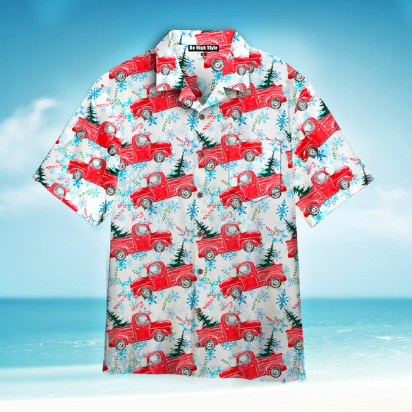 Vintage Truck Winter Christmas Hawaiian Shirt With Pocket| SP1083