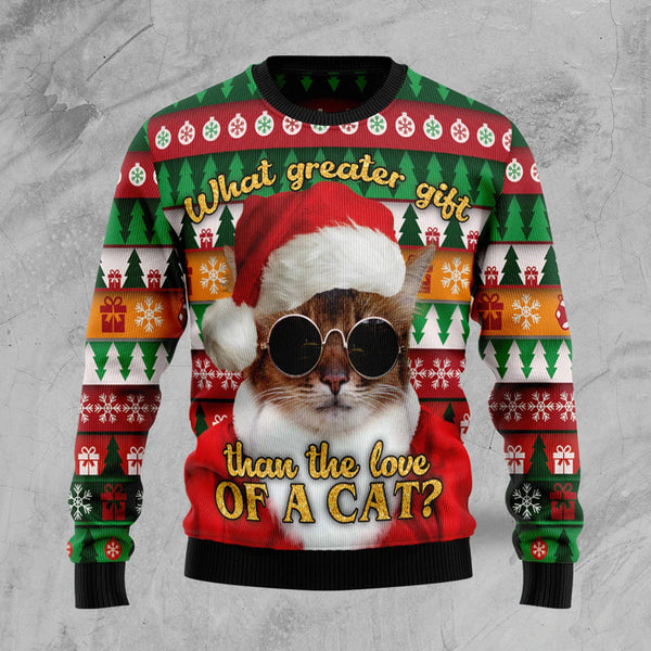 What Greater Gift Than The Love of A Cat Funny Ugly Christmas Sweater | Adult | US2589