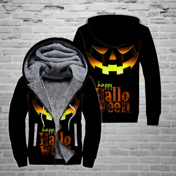 Halloween Cool Pumpkin Fleece Zip Hoodie All Over Print | FZ356