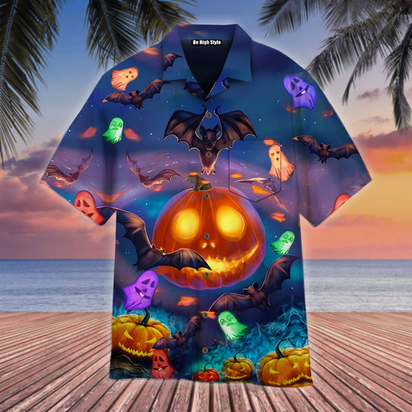 Halloween Glowing Pumpkins By Night Hawaiian Shirt With Pocket| SP1036