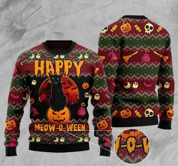 Halloween Happy Cat Ugly Christmas Sweater | Adult | US1656